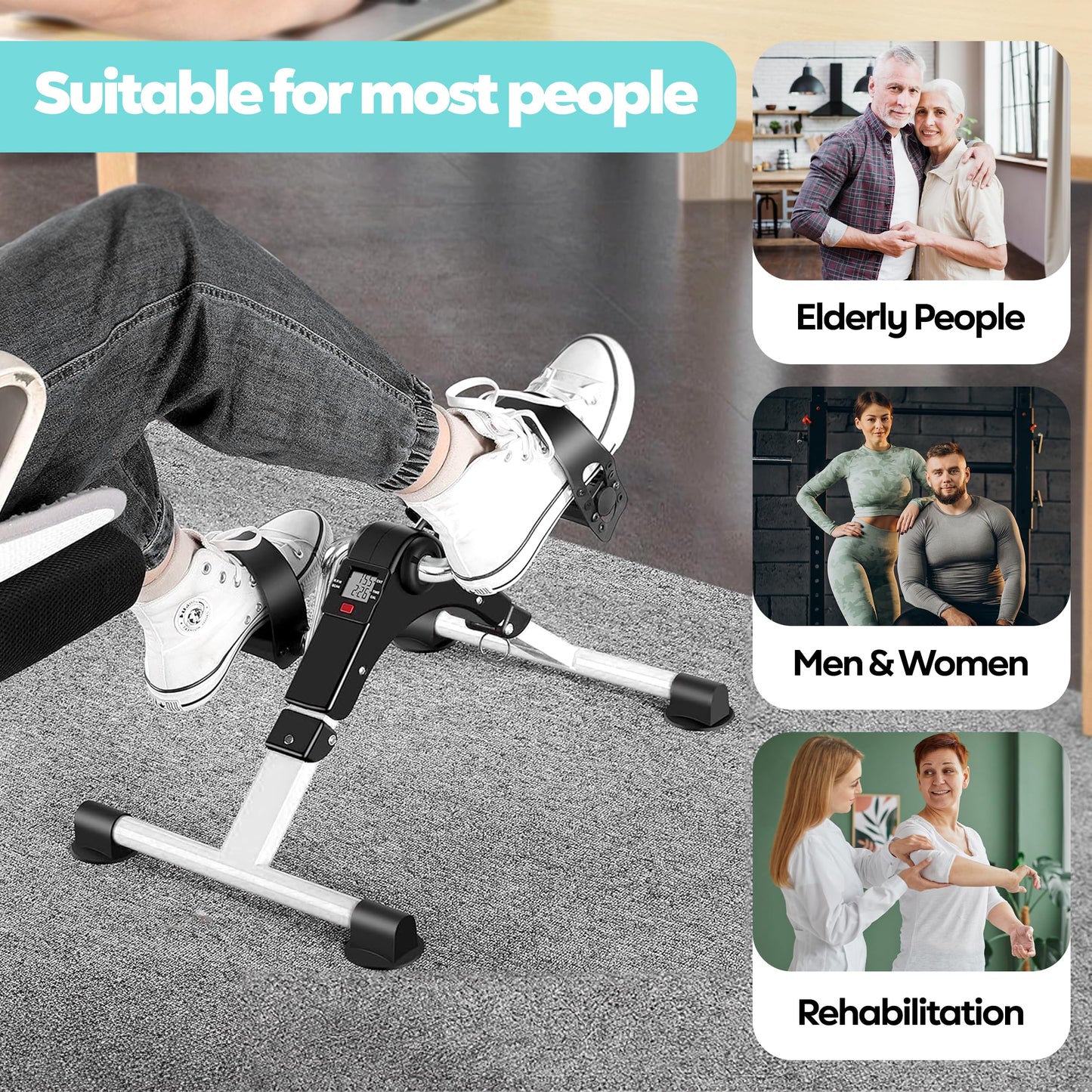 Mini vélo d'exercice à pédales réglable avec affichage numérique